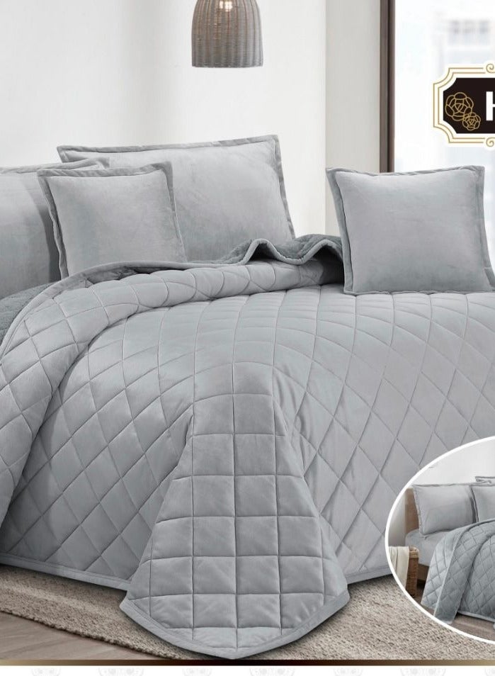 أورز مفرش ملكي 6 قطع نفرين شتوي وجهين وجه مخمل وجه فرو مقاس كينج 220x240 سم - Image 4