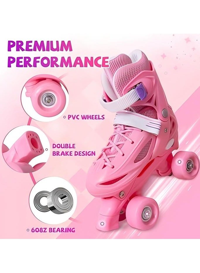 Generic Roller Skates, Kids Roller Skates for Girls Boys Ages 3-12, 4 Sizes Adjustable, Full Hard Shell Protection, Toddler Skates for Beginners,  Birthday Gift for Indoor Outdoor  - Image 4