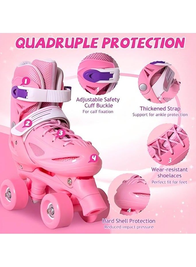 Generic Roller Skates, Kids Roller Skates for Girls Boys Ages 3-12, 4 Sizes Adjustable, Full Hard Shell Protection, Toddler Skates for Beginners,  Birthday Gift for Indoor Outdoor  - Image 3