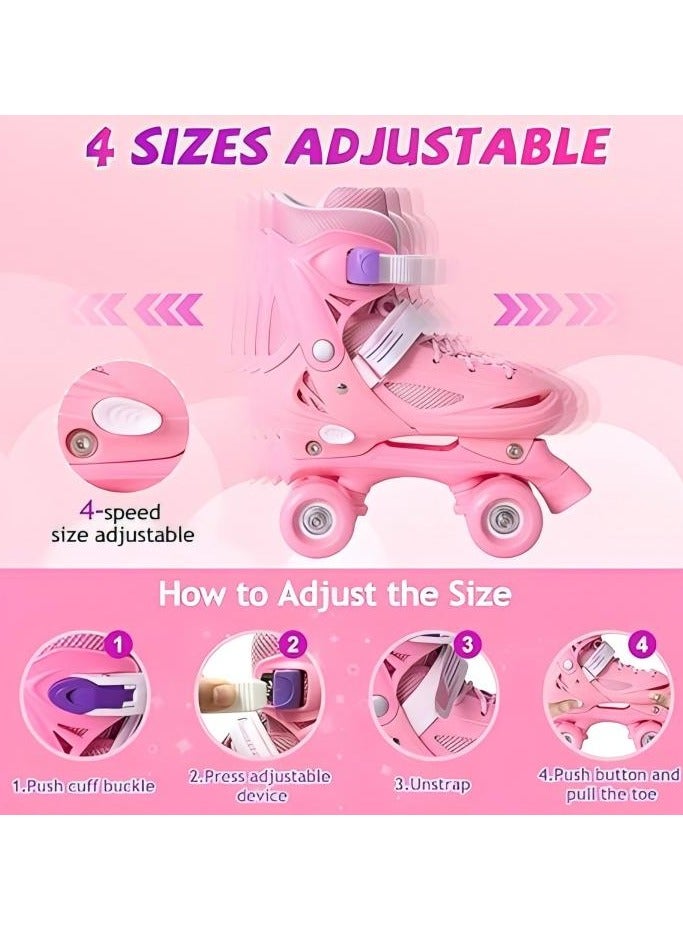 Generic Roller Skates, Kids Roller Skates for Girls Boys Ages 3-12, 4 Sizes Adjustable, Full Hard Shell Protection, Toddler Skates for Beginners,  Birthday Gift for Indoor Outdoor  - Image 2