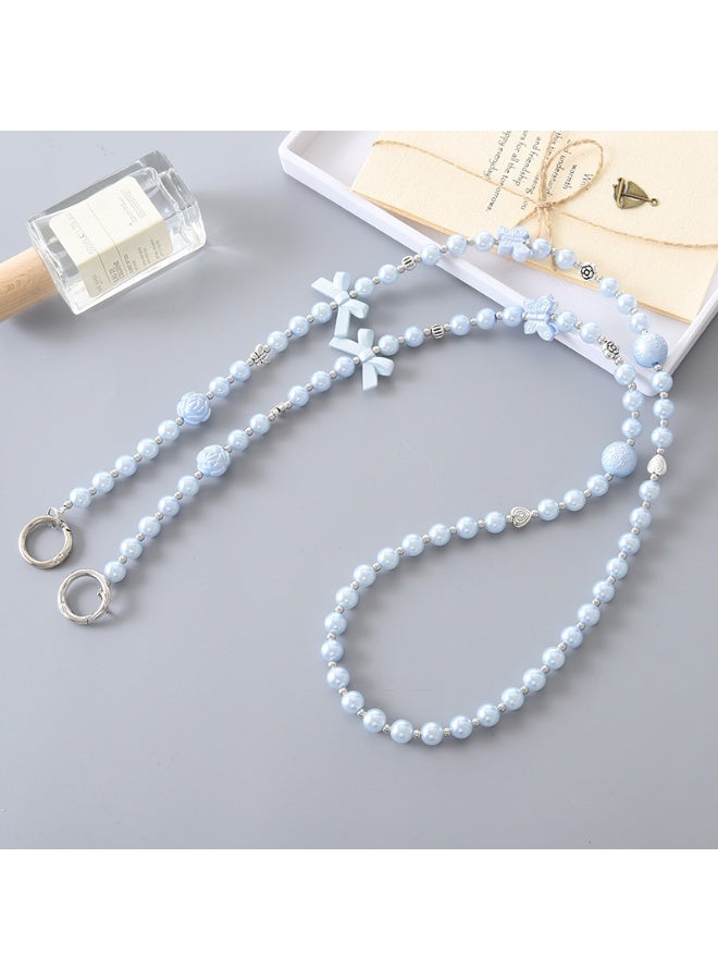 NIBEMINENT Phone Charm/ Chain Strap for Women Girls,K3530 Hand Strung Pearls Cell Phone Case Lanyard Wrist Strap