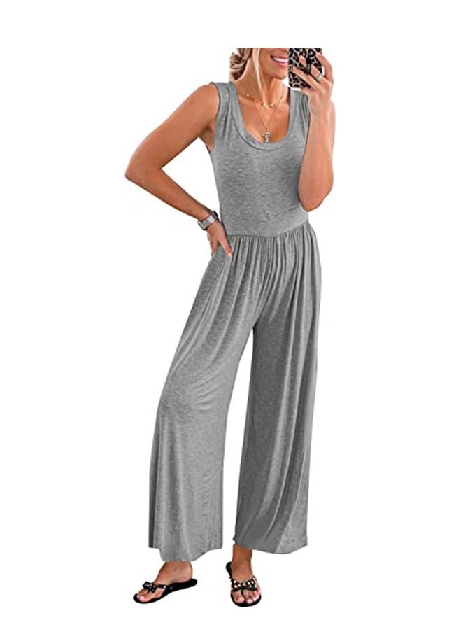 Loquat جمبسوت نسائي جديد فضفاض بدون أكمام بخصر مرتفع