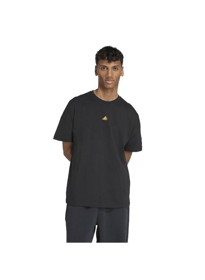 اديداس تيشيرت رجالي أسود مطبوع بأكمام قصيرة - Image 1