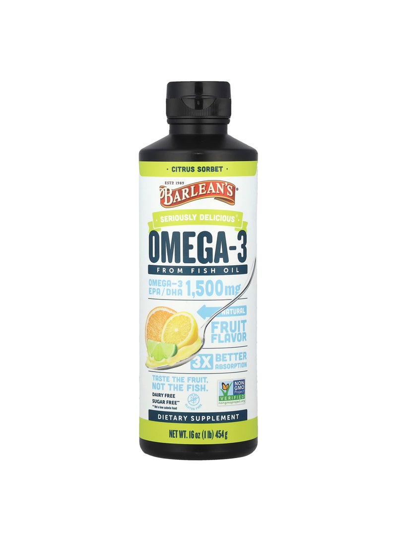 Seriously Delicious®, Omega-3 From Fish Oil, Citrus Sorbet, 16 oz (454 g)