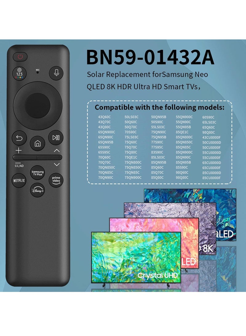 TIGER Newest 2023 BN59-01432A Solar Voice Remote Control – Rechargeable with Solar Cell – Universal Replacement for Samsung Neo QLED 8K HDR Ultra HD Smart TVs – VG-TM2360E – Eco-Friendly & Easy Pairing - Image 4