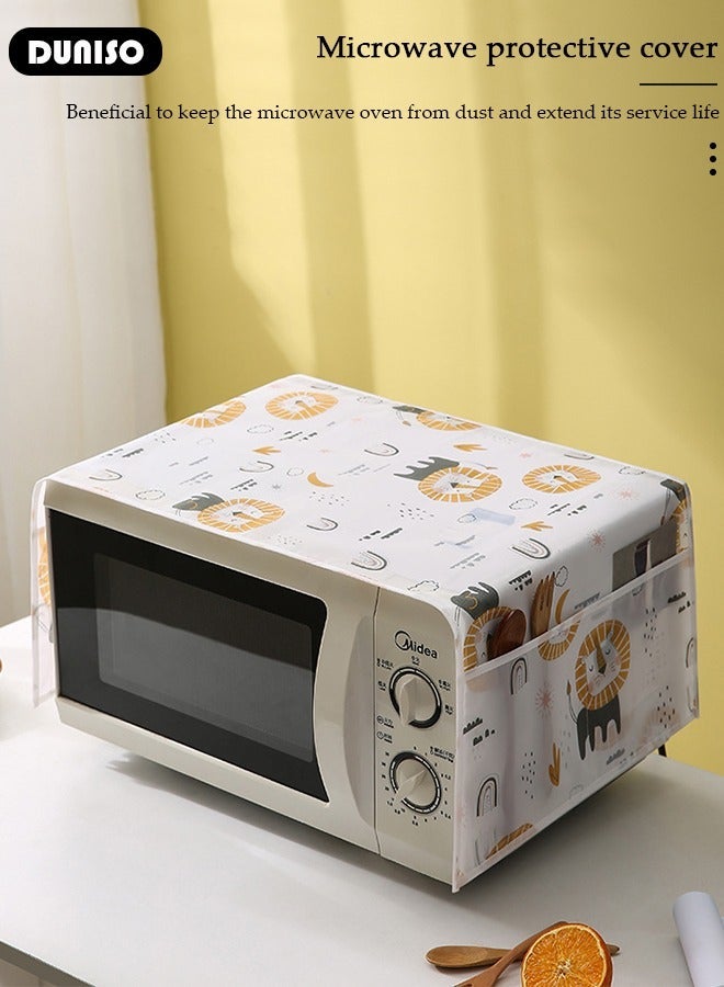 DUNISO Microwave Oven Dust Proof Cover, Microwave Oven Protector Dust with 4 Storage Organizer Bags, Multi-Purpose Microwave Oven Top Cover, Waterproof and Oil Proof Cloth Decoration Kitchen Utensil Cover 85×35CM - Image 3