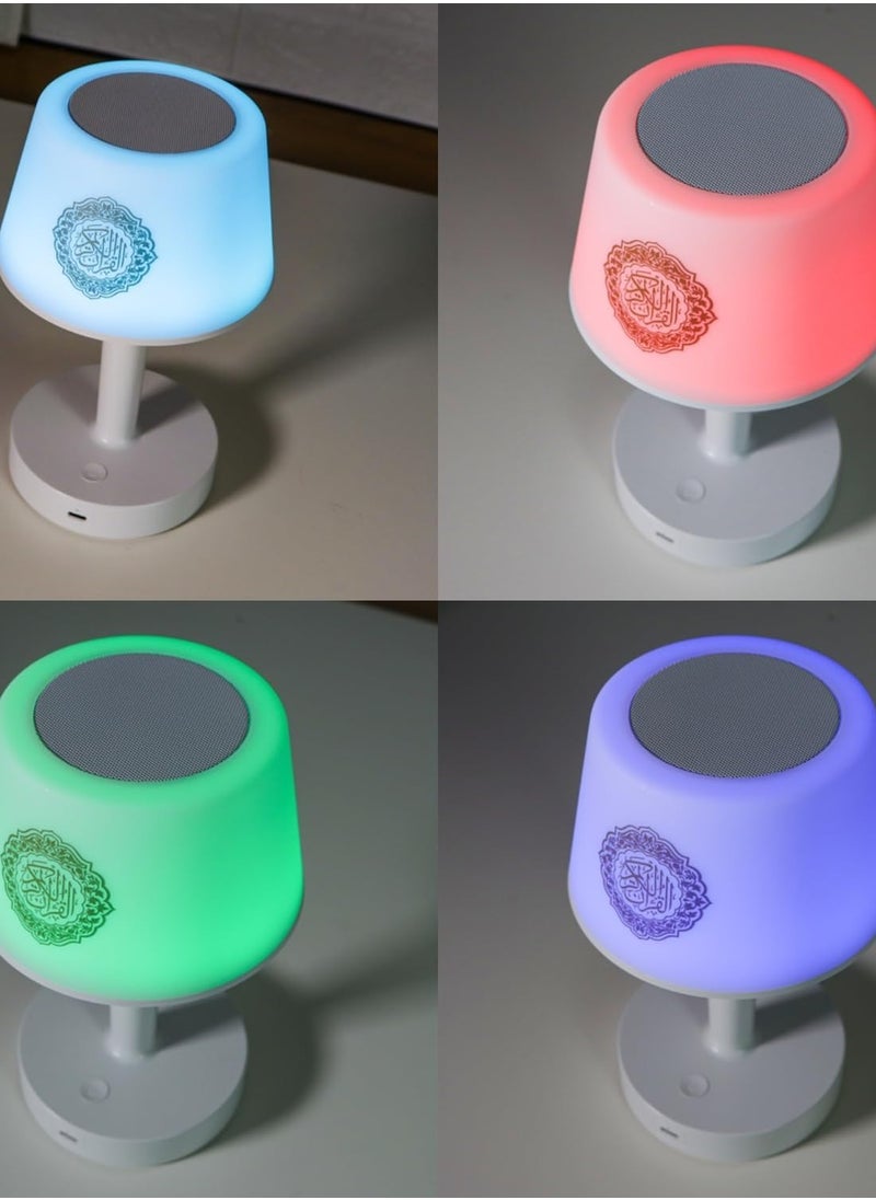 Houmt - Desk Lamp Quran Speaker Azan Clock Bluetooth Speaker 7 Colors LED Changing Light Remote and APP Control Touch Table Lamp 8GB With 16 Reciters 16 Translations Rechargeable Quran Speaker SQ917 - Image 1