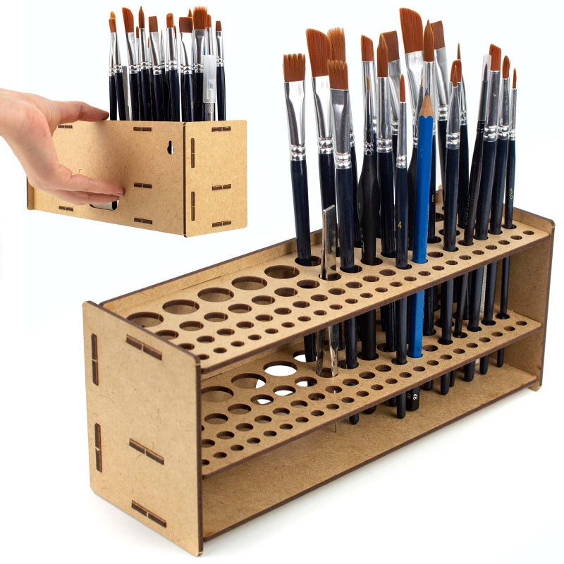 PROSCALE Tool Brush Organizer for Miniatures Modeling Versatile Tabletop or Wall Holder with MultiSize Holes for Hobby Tools Files and Accessories