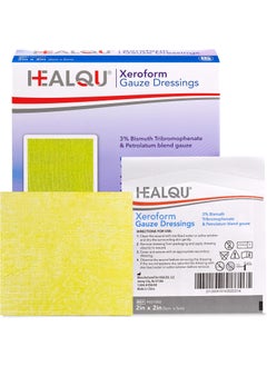 HEALQU HEALQU Medical Xeroform Petrolatum Dressing 2x2-25 Count - Non-Adherent Gauze Pad for Low Exudating Wounds - Soft Mesh Gauze Patch Sterile for Wound Care Lacerations, Burns & Skin Grafts 