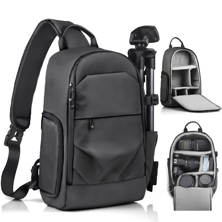 TAAOKA Camera Sling Bag for Photographerâ€“ Waterproof Crossbody Camera Bag with Fast Access Pockets, Thick Shockproof Photography Backpack with Tripod Holder, DSLR camera bag for Nikon/Sony/Canon - Image 1