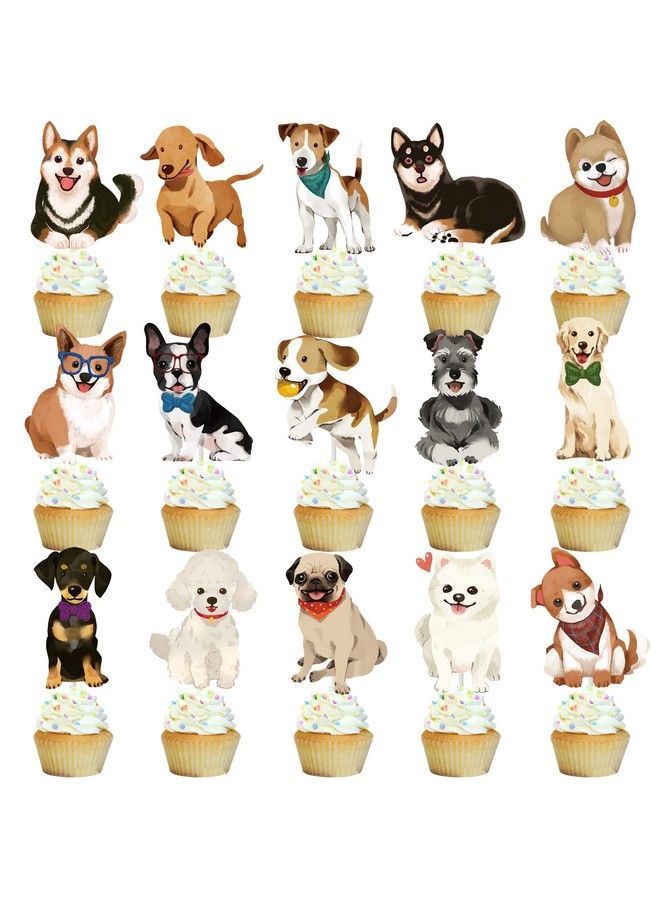 umoni Dog Cupcake Toppers Dog Birthday Party Decoration Puppy Dog Theme Cake Decorations For Pet Dog Party Baby Shower Supplies 36Pcs 18 Styles - Image 3