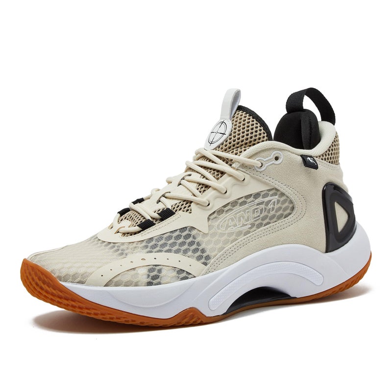 AND1 Scope Basketball Shoes for Women and Men High Top Mens Basketball Shoes Womens Basketball Sneakers CreamTanBlack 55 Medium