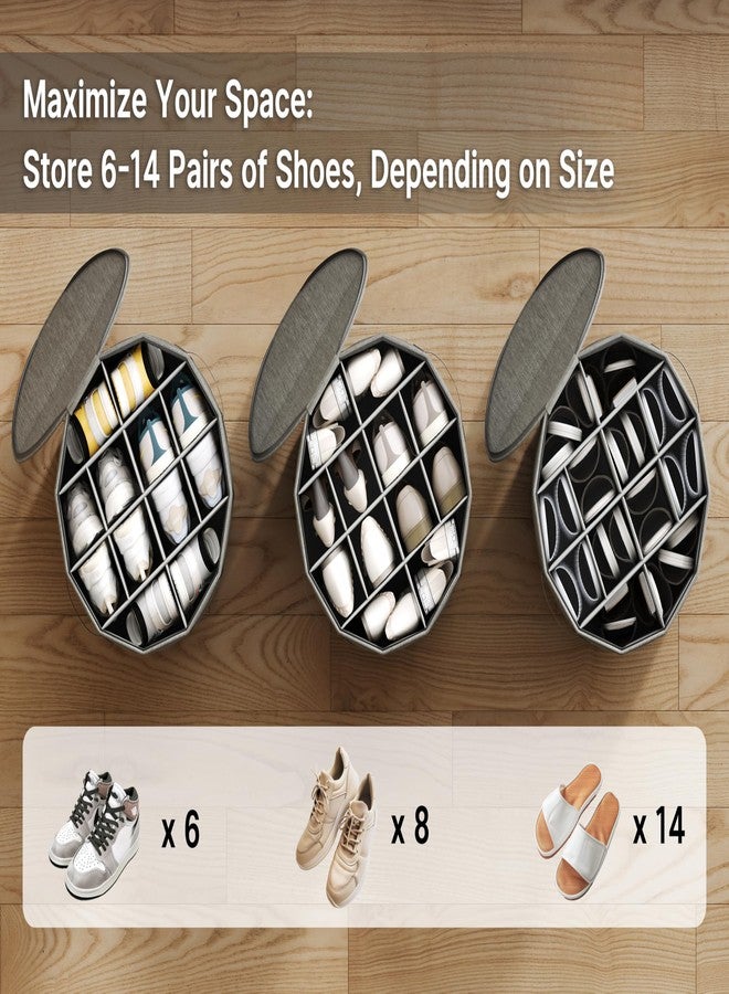 Vailando Shoe Organizer for Closet - Cylindrical Shoe Storage Organizer with Removable Dividers, Rectangular Compartment, Foldable, Gray, 1-Pack - Image 3