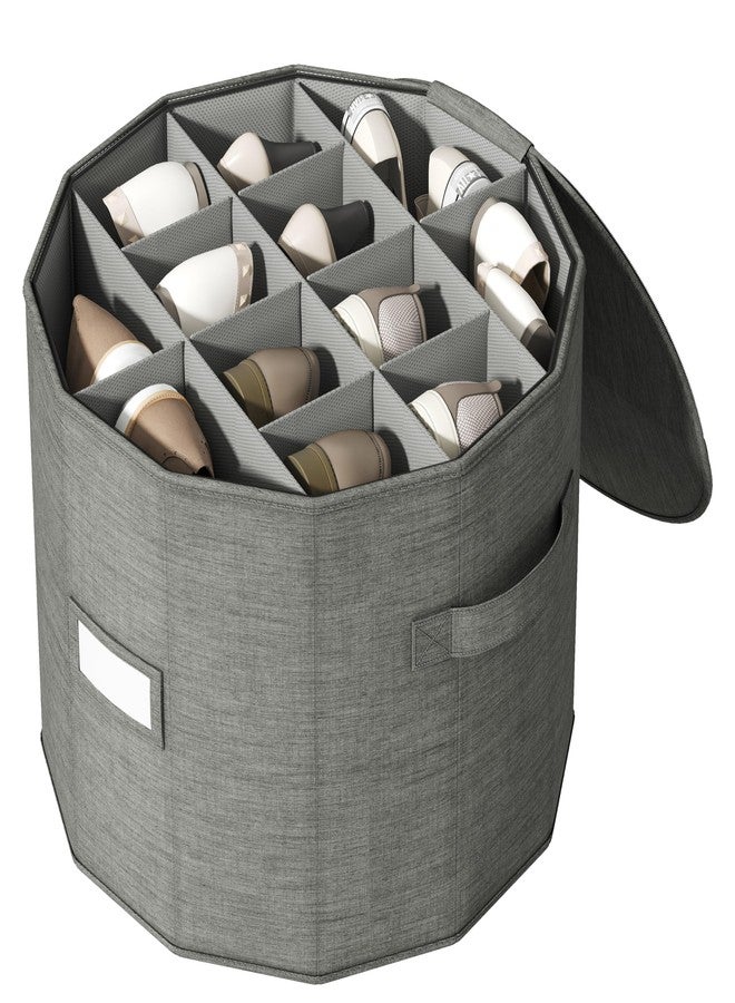 Vailando Shoe Organizer for Closet - Cylindrical Shoe Storage Organizer with Removable Dividers, Rectangular Compartment, Foldable, Gray, 1-Pack - Image 1