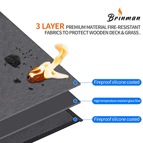 Brinman Large 65x40 inch under Grill Mats for Outdoor Grill - Double-sided Fireproof Fire Pit Mats for under Fire Pit Fireplace- Waterproof BBQ Mat under BBQ -Grill Floor Pad for Patio Deck Protector - Image 2