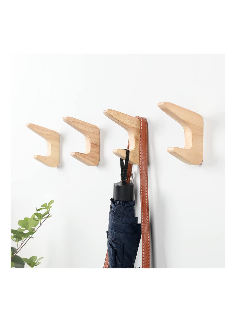 Zikra 4PCS Minimalist Wood Wall Hooks,  Modern Wooden Wall Mounted Hooks Natural Wooden Coat Hook Rack Mounted Wooden Pegs Wall Coat Hook Simplistic Wall Mounted Hooks for Hanging Hat, Towel, Robe, Bag - Image 1