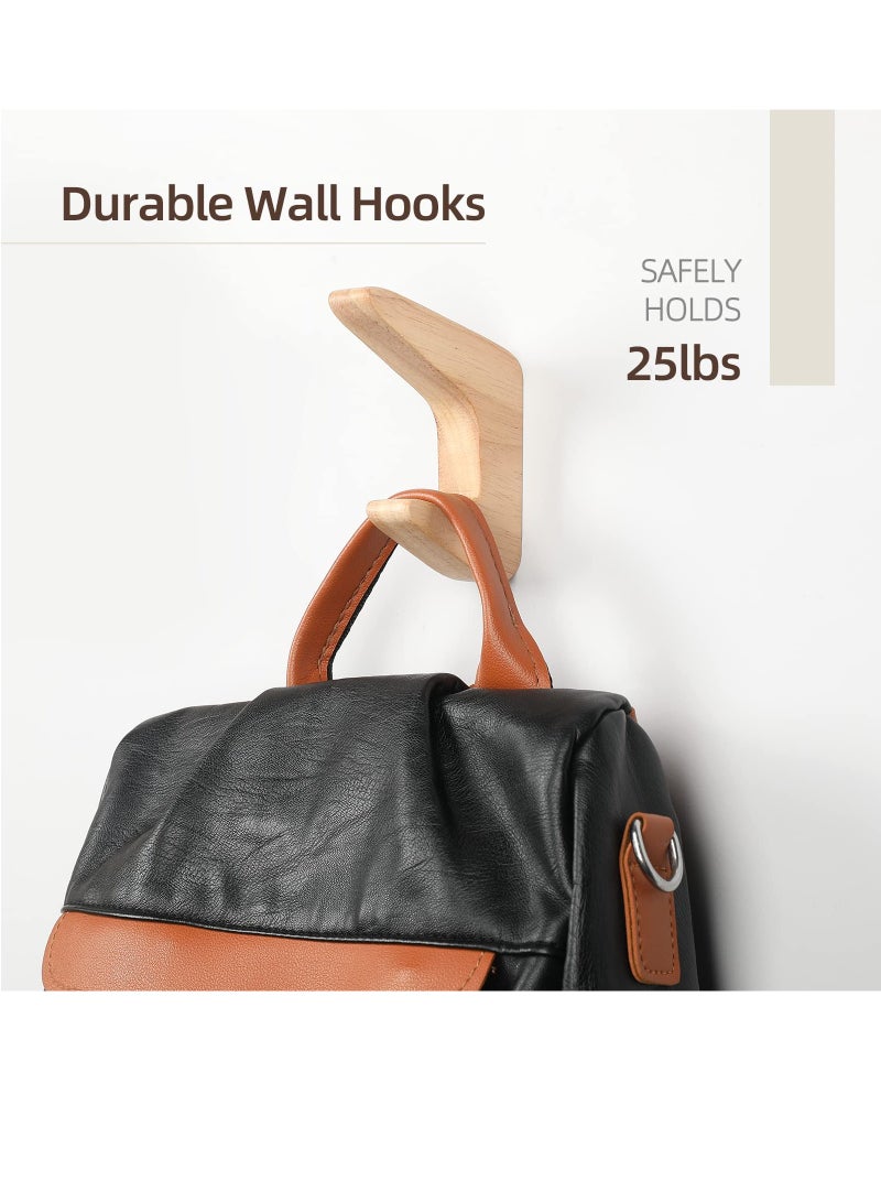 Zikra 4PCS Minimalist Wood Wall Hooks,  Modern Wooden Wall Mounted Hooks Natural Wooden Coat Hook Rack Mounted Wooden Pegs Wall Coat Hook Simplistic Wall Mounted Hooks for Hanging Hat, Towel, Robe, Bag - Image 2