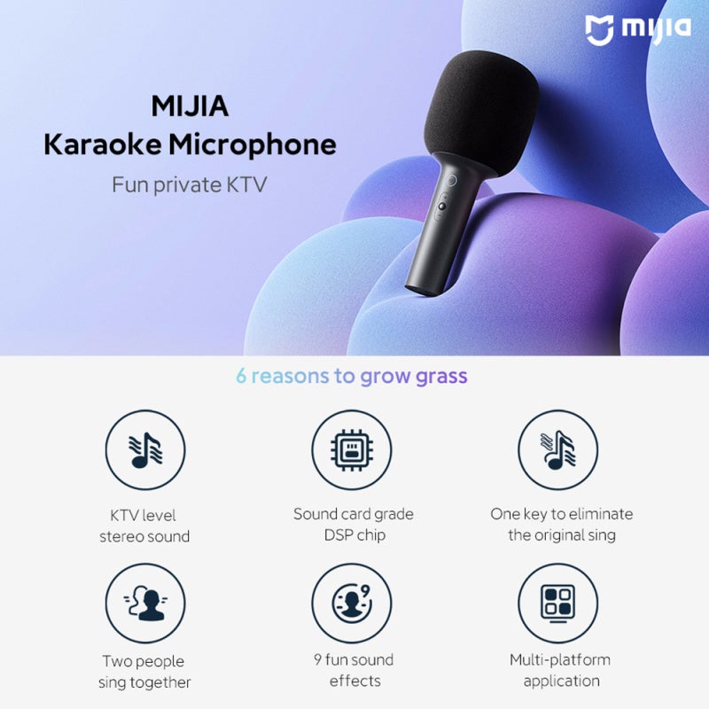 Wireless Karaoke Microphone : Dark Gray BT 5.1 Connection - KTV-Level Stereo Sound DSP Noise Cancellation for Home Party Singing Large Screen Compatibility - Image 3