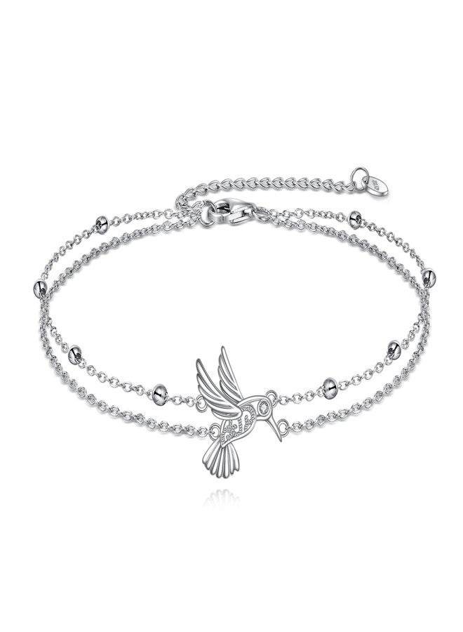 POPLYKE Hummingbird Anklet for Women Sterling Silver Filigree Anklet Hummingbird Jewelry Gift for Women - Image 1
