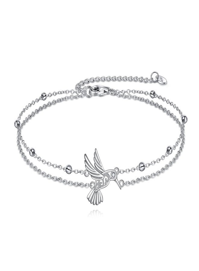 POPLYKE Hummingbird Anklet for Women Sterling Silver Filigree Anklet Hummingbird Jewelry Gift for Women - Image 2
