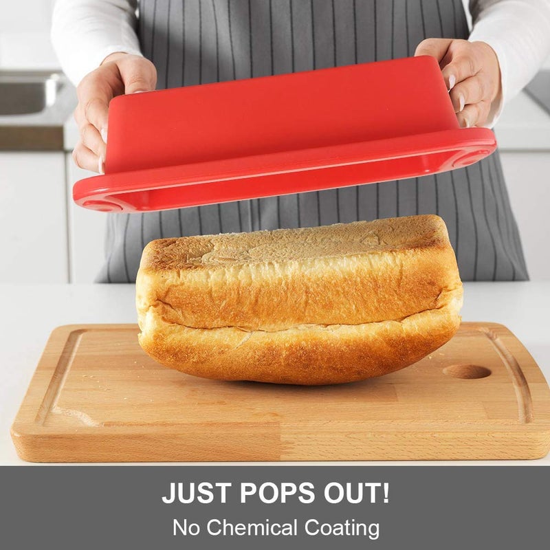 SILIVO Silicone Bread and Loaf Pans (2 Pack) - Nonstick Silicone Baking Mold for Homemade Loaf, Bread and Meatloaf - 8.9x3.7x2.5 inch - Image 2