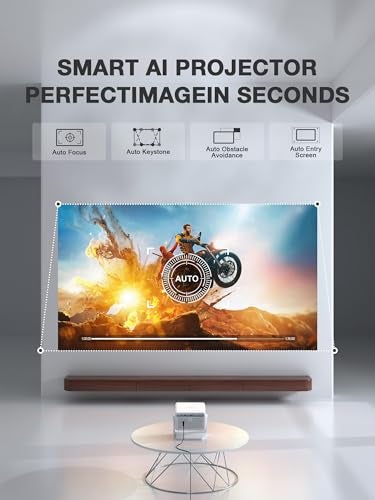VISSPL 【Compatible with Netflix & Auto focus 】VISSPL Smart Projector with WiFi and Bluetooth, Auto Focus & Keystone Protable Mini Projector with Stand, 4K Home Theater Projector - Image 3