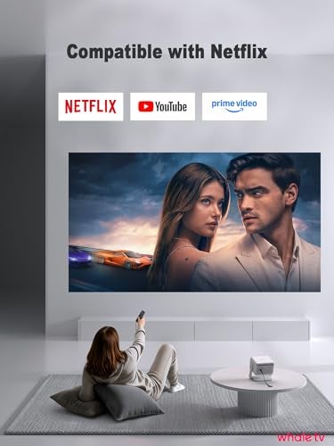 VISSPL 【Compatible with Netflix & Auto focus 】VISSPL Smart Projector with WiFi and Bluetooth, Auto Focus & Keystone Protable Mini Projector with Stand, 4K Home Theater Projector - Image 2