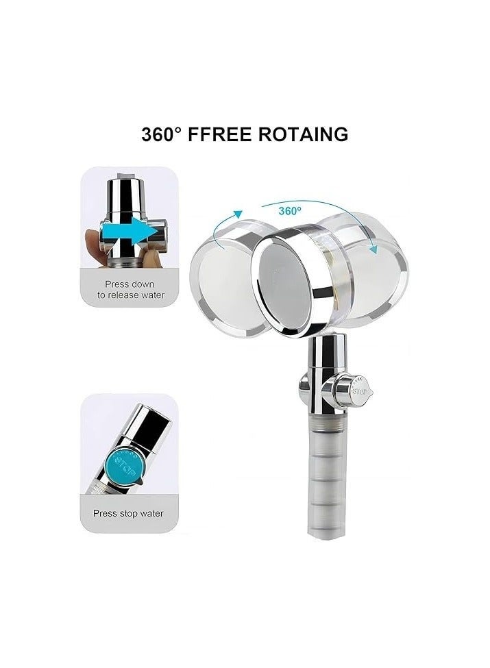 amazing.EGP High Pressure Handheld Shower Head with 360° Adjustable Fan Blades and Built-in Filter, Chrome - Image 3