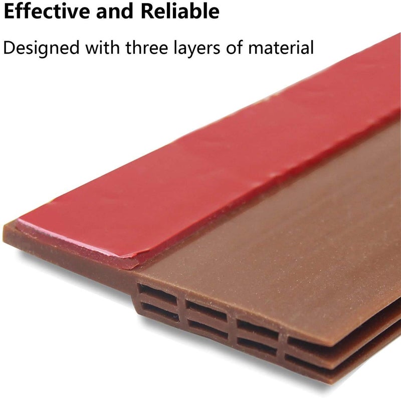 SUKEE SUKEE Air Gap Waterproof Gel SelfAdhesive Rubber WindowDoor Shield WeatherStrip Tape for Cockroach Insect Bugs Stopper 1 m Brown  - Image 3