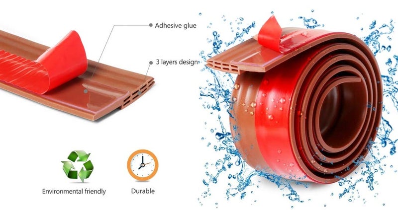 SUKEE SUKEE Air Gap Waterproof Gel SelfAdhesive Rubber WindowDoor Shield WeatherStrip Tape for Cockroach Insect Bugs Stopper 1 m Brown  - Image 4