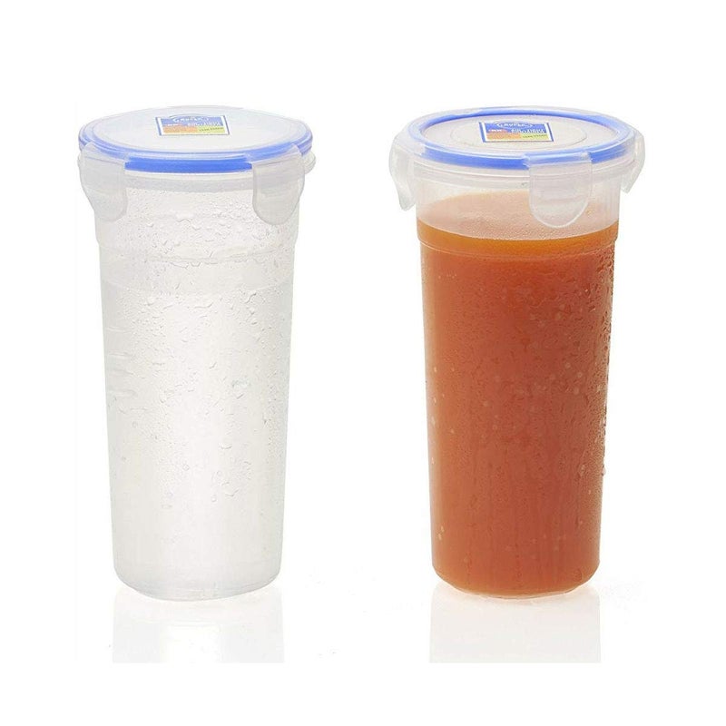 SHEEJAI Super Lock and Seal Plastic Glass with lid Set of 2 Transparent Tumbler 450ml/airtight Container Leakproof Storage - Image 5