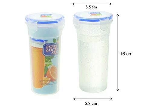 SHEEJAI Super Lock and Seal Plastic Glass with lid Set of 2 Transparent Tumbler 450ml/airtight Container Leakproof Storage - Image 2