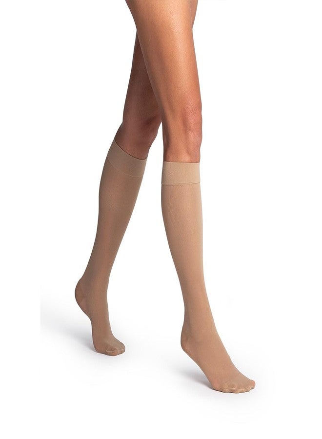 SIGVARIS Women's DYNAVEN Sheer Calf Compression Socks, 20-30mmHg, LL - Large Long, Beige - Image 1