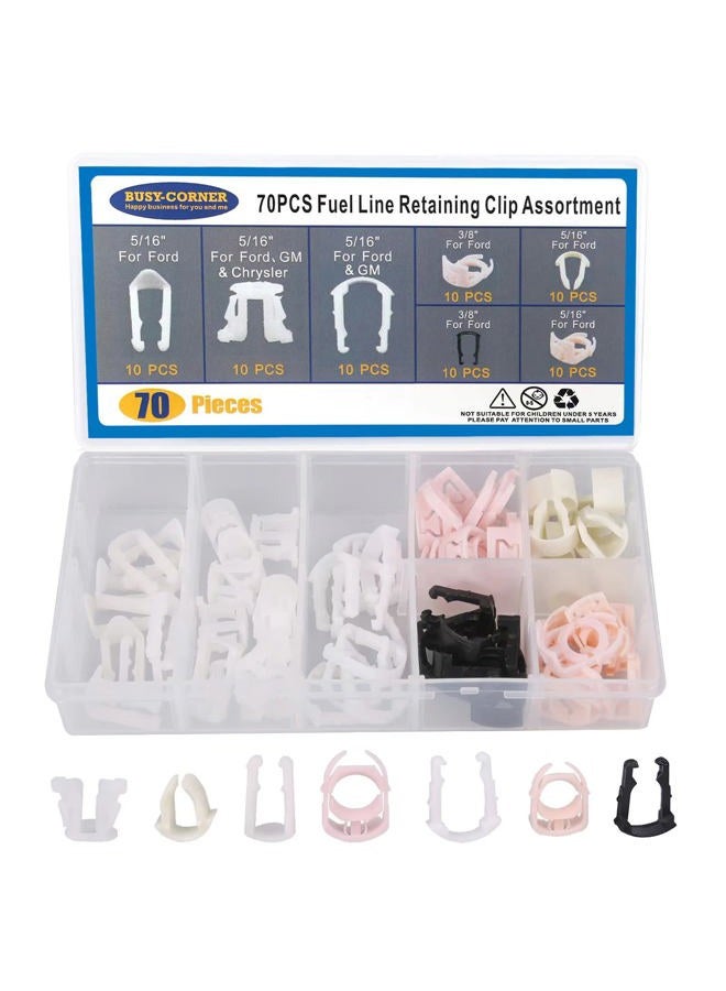 BUSY-CORNER 70 Pieces Fuel Line Retaining Clip, Fuel Line Retainer Clip Assortment Kit … - Image 1