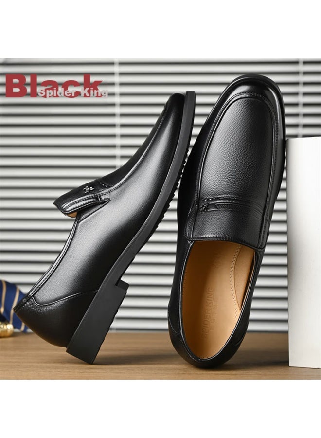 Spider King Men's Business Dress Shoes Leather Breathable Black Size 40