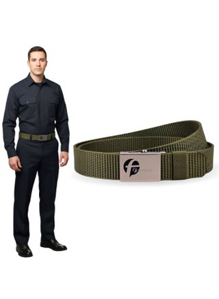 Force Security Belt for Men & Women – Heavy-Duty Nylon Web Belt with Roller-Lock Metal Buckle – Adjustable Tactical Belt for Security Guards, Police Officers, Airport Staff, Travel, Hiking & Golf