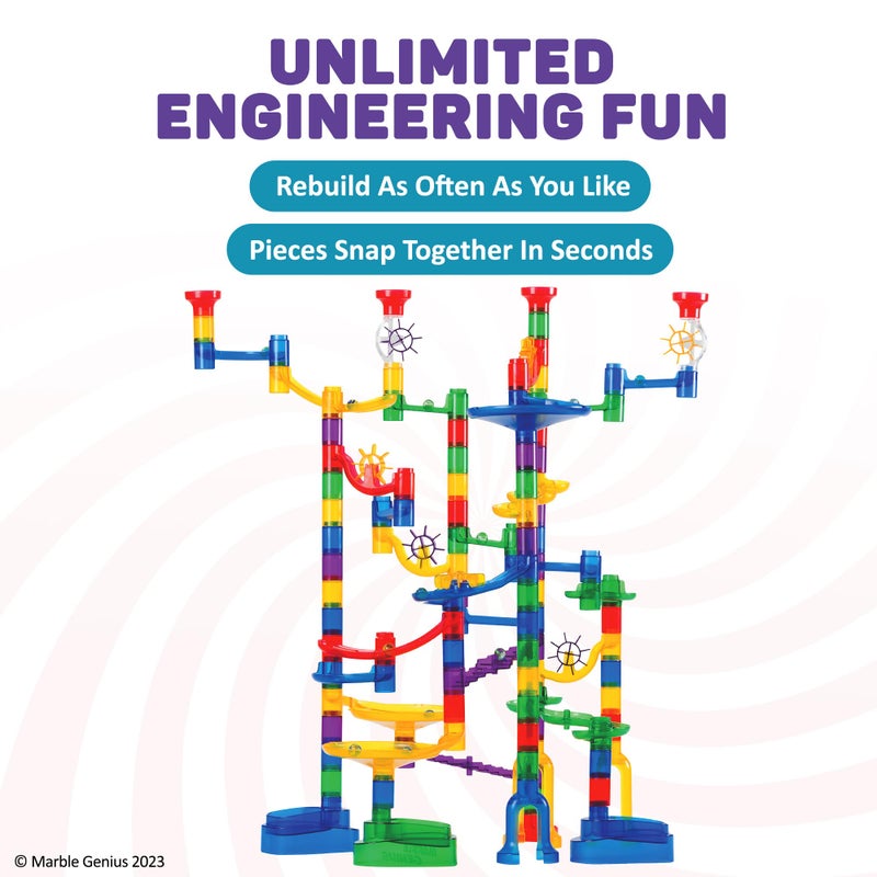 Marble Genius Marble Run - 150 Complete Pieces Maze Track Easter Toys for Adults, Teens, Toddlers & Kids Aged 4-8 Years Old, (85 Translucent Marbulous Pieces + 65 Glass-Marble Set), Super Set - Image 4