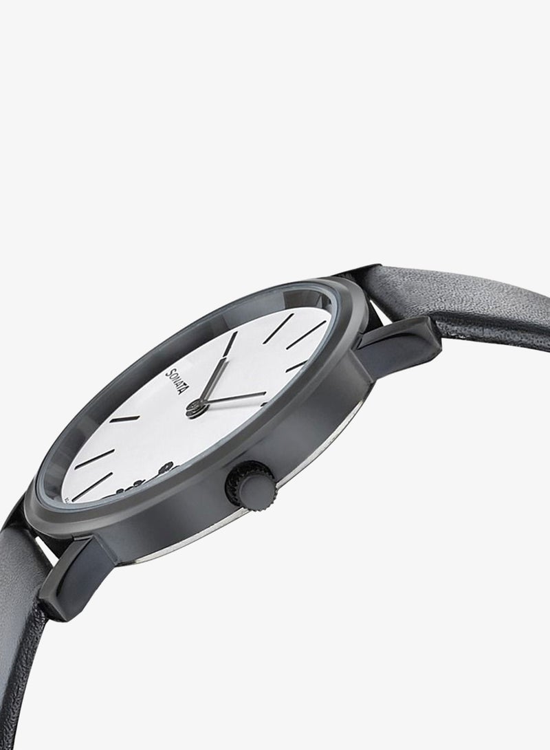 Sonata Leather Band Analog Wrist Watch 87029NL01 - 34 mm - Image 5