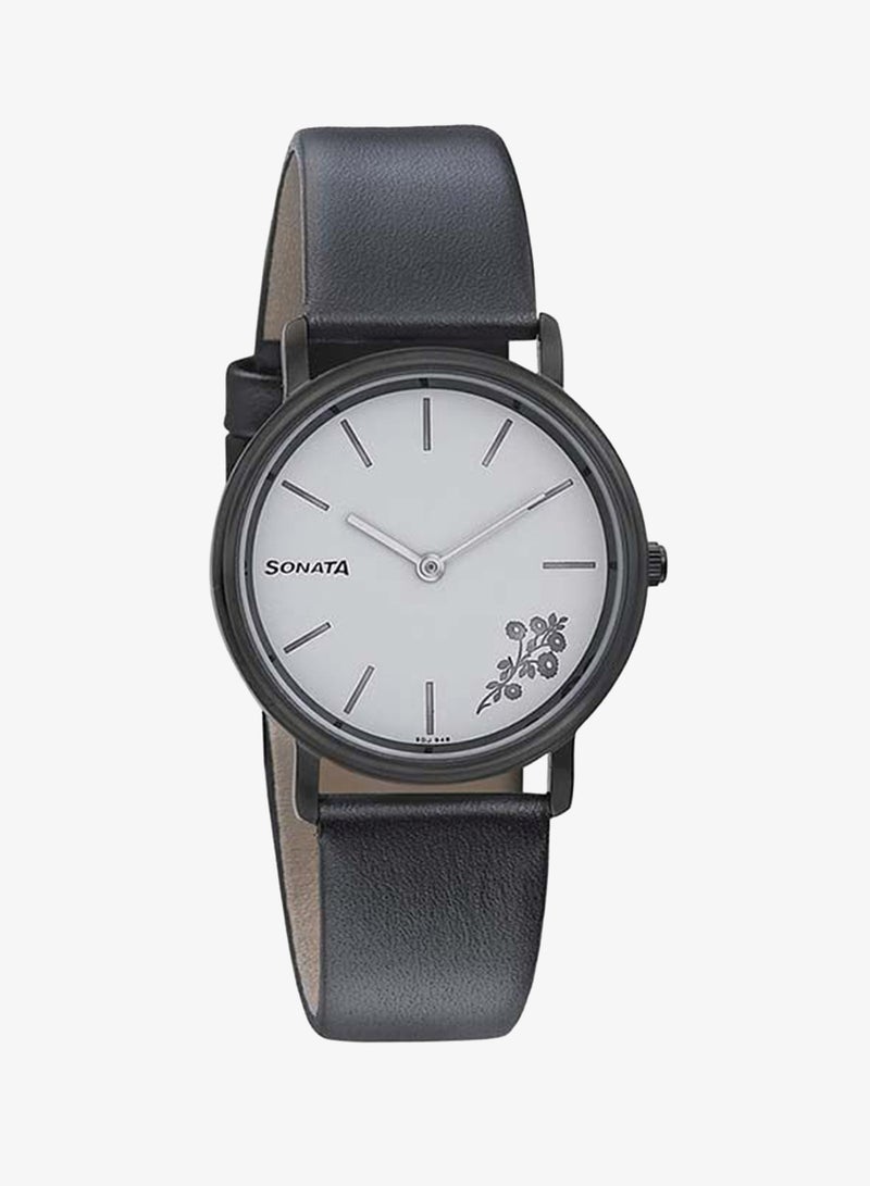 Sonata Leather Band Analog Wrist Watch 87029NL01 - 34 mm - Image 1