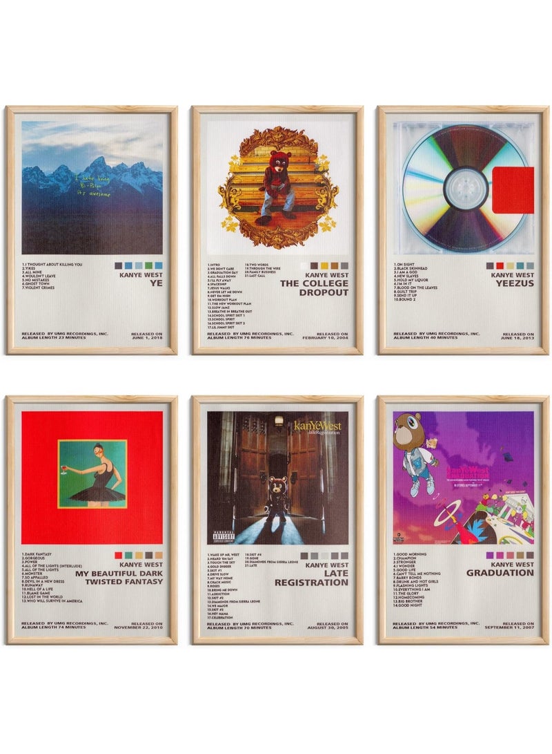 EMODA HOME TROVE Kanye West Poster Set – 6 Unframed 8x12 Inch Album Cover Prints – Aesthetic Canvas Wall Art for Music Fans & Teens Room Decor - Image 1
