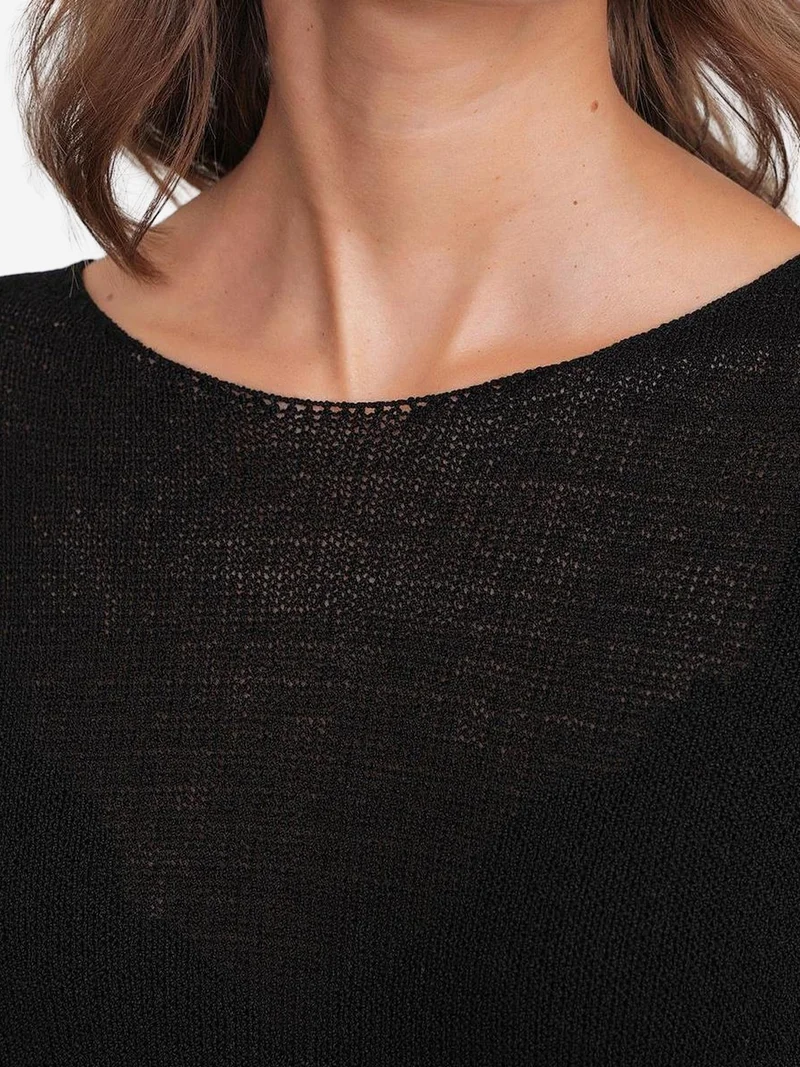 Mixray Black MIXRAY Oversized Boat Neck Knit Sweater for Women | Best Price UAE