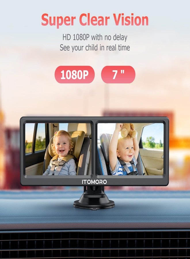 Itomoro Baby Car Camera for 2 Kids, 7 Inch HD 1080P Split Screen Dual Car Camera Baby Monitor, 150° Wide View with 2 IR Night Vision, Easily Install with Crystal Clear Wide View - Image 5
