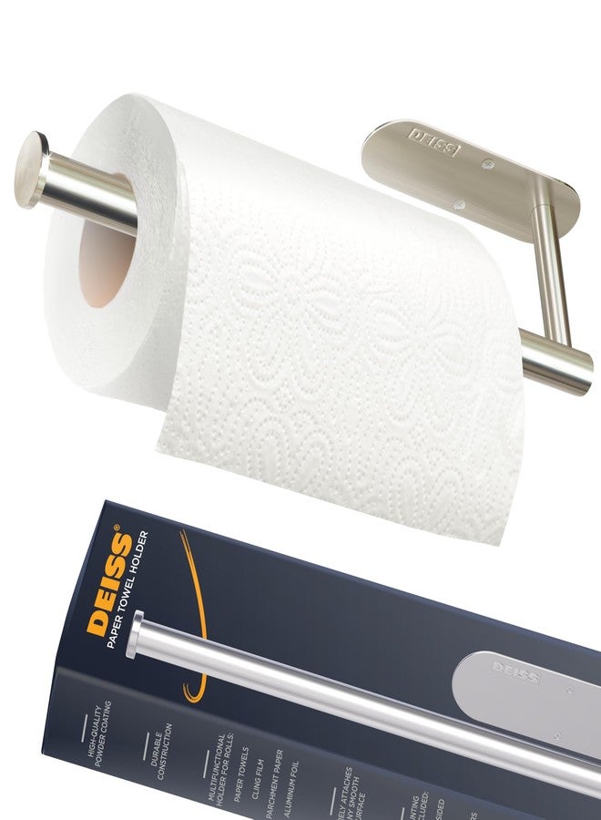 Deiss Pro Paper Towel Holder - Under Cabinet, Wall Mount, or Countertop - Rust-Resistant Stainless Steel, One-Handed Tear Design, Space-Saving Paper Towel Dispenser, Towel Holder for Kitchen - Image 1