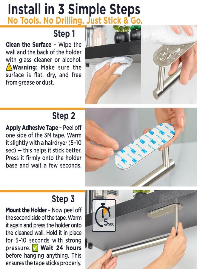 Deiss Pro Paper Towel Holder - Under Cabinet, Wall Mount, or Countertop - Rust-Resistant Stainless Steel, One-Handed Tear Design, Space-Saving Paper Towel Dispenser, Towel Holder for Kitchen - Image 3