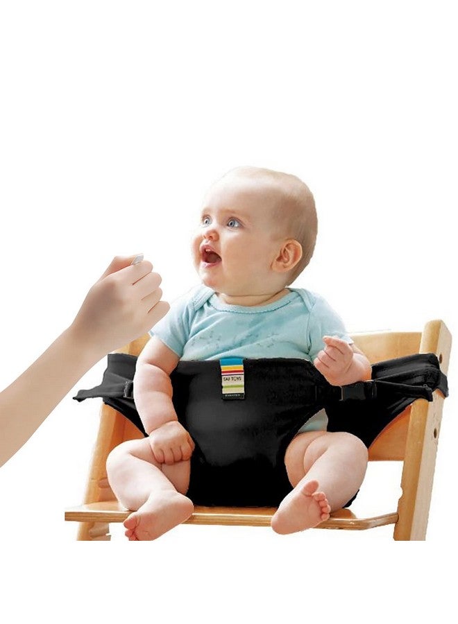 lychee مقعد حزام الليتشي لكرسي الطعام للأطفال مقعد أمان مع حزام، حزام تعزيز للأطفال مقعد طعام محمول للسفر المنزل المطعم التسوق (أسود) - Image 1