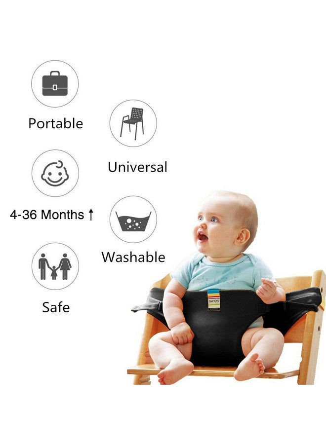 lychee مقعد حزام الليتشي لكرسي الطعام للأطفال مقعد أمان مع حزام، حزام تعزيز للأطفال مقعد طعام محمول للسفر المنزل المطعم التسوق (أسود) - Image 3