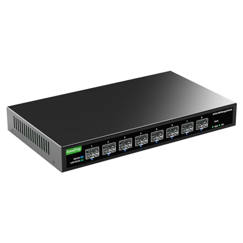GoodTop 8 Port 10Gb Smart Web Managed SFP+ Switch,10G Optical Easy Managed SFP+ Ethernet Switch,Metal Fanless Home Lab Network Switch with Link Aggregation/QoS/VLAN/DHCP Client, Black, GT-SWTXG8FM - Image 1