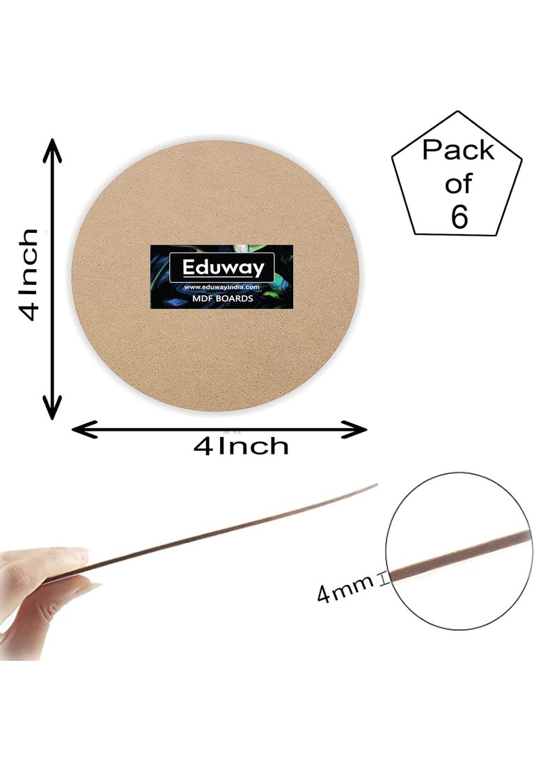 Eduway Eduway 4 Inch Round MDF Board for Mandala Lippan Resin Art Craft 4mm ThickPof 6 Premium Cardboard Material for Artists Art Craft Hard Cutout in Small and Large Sizes 10x10 cms  - Image 2