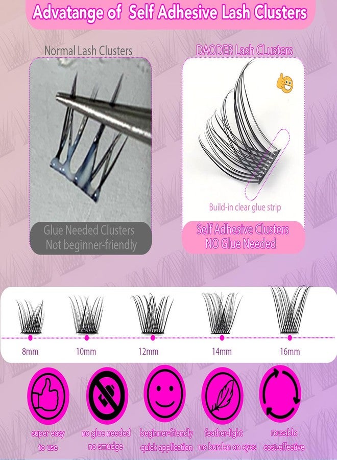 DAODER مجموعة رموش داودر ذاتية اللصق بتأثير طبيعي، رموش صناعية مسبقة اللصق بتقنية D Curl بدون حاجة للصمغ، قابلة لإعادة الاستخدام، مجموعة رموش مسبقة الربط 8-16MM 120 قطعة (888 8-16MM) - Image 3