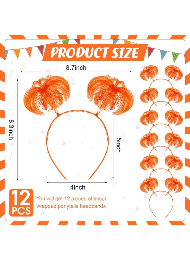 Jexine 12 Pieces Tinsel Wrapped Ponytails Headbands Headwear Feathers Head Bopper For Women Hair Costume Accessories(Orange) - Image 2